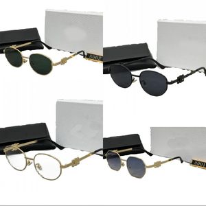 Óculos de sol simples homens homens homens óculos de sol protegem os olhos do verão viajando dourado quadro prateado Lunette Black Sunglasses Glasses Business Leisure HJ103 C4