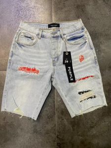 Lila Jeans Shorts Lila Marke Jeans Shorts Designer Herren Purple Jeans Shorts Hip Hop Casual Short Knie Lenght Jean Clothing 29-40 Größe hochwertige Shorts 436