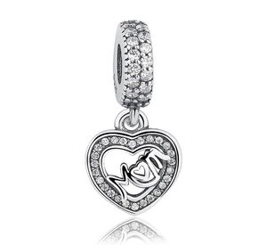 Original Charm Mama Love Dangle Charms 925 Ale Sterling Silber Lose Perlen DIY Schmuck für Faden Halskette Armband Muttertag G9063669