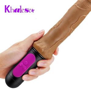 Massager di sesso Massager che riscalda il vibratore di dildo realistico per donna a 10 velocità piega morbida enorme pene g spot vagina anus masturbator toy2655468