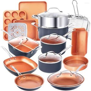 Посуда устанавливает 20 PC Pots и Pans Set Seet Ceramic для кухни для длительного непредвиденного.