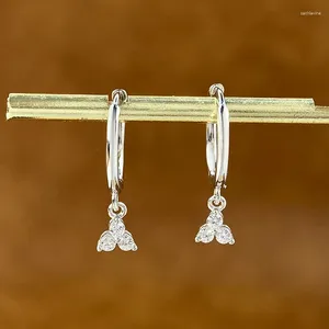 Hoopörhängen DWJ Real 925 Sterling Silver Round Zircon Triangle For Women Gift Small Huggie Earings Luxury Quality Fine Jewelry