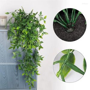 Flores decorativas decoração interna e externa de planta artificial datura eucalipto por plantas em vasos falsos com folhas videiras