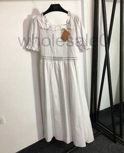 Basic & Casual Dresses designer 2023 Hot selling sexy strappy U-shaped backless ruffled collar edge bubble short sleeved dress PYXG