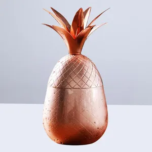 Cups Saucers 1PC Creative Pineapple Shape Stainless Steel Beer Cup Unbreakable Drinking For Bar Club Home El (Rose Gold)