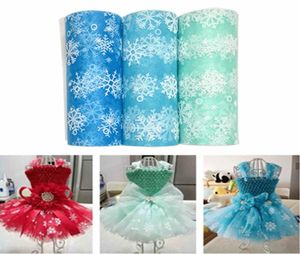 15CM10Yard Glitter Płatek śniegu Sheer Crystal Organza Tiulle Roll Spool Spol