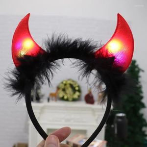 Decorazione per feste per bambini Light Up Devil Horns Abranto Accessorio Black Glow Feather Red Glow Forniture