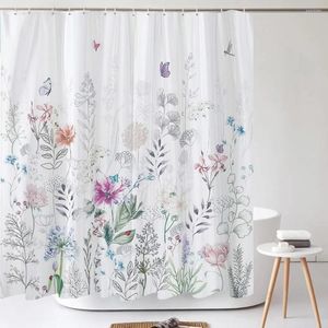 Shower Curtains Plant Leaf Vines Flowers Curtain Print Modern Nordic Butterfly Polyster Fabric Home Decor Bathroom With Hook