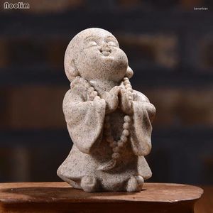 Estatuetas decorativas resina arenito fofo monge branco buda maitreya ornamento em casa decoração de decoração de chá