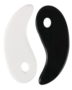 Weiße schwarze gua sha massage echt natürlicher Jade Stein Tai Ji Form zum Kratzen von Gesichts- und Körper -Haut -Spa -Heben von Blutkreislauf T1198576