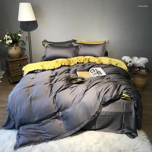 Conjunto de cama de cor de seda de cor sólida