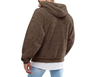 mode faux päls fleece fluffy hoodie män avslappnad fast färg plysch huvtröjor vinter våren långärmad hoodies rockar16576266