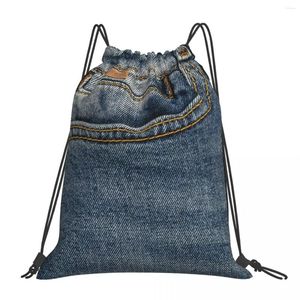 Backpack Front Pocket I Love Bluejeans Denim Backpacks Fashion Portable Drawstring Bags Sports Bag Book For Travel Students