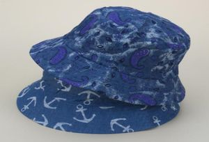 Retro anchor fisherman hat cashew print doublesided ethnic female outdoor sunscreen sunhat8690404