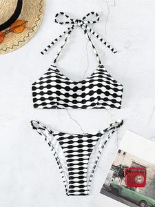 Women's Swimwear XS - L Halter High Leg Cut Brazilian Bikini Women Female Swimsuit Two-pieces Set Bather Bathing Suit Swim K5271