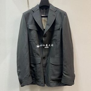 Uomini blazer primaverili di lana grigia in lana grigia camicia di seta