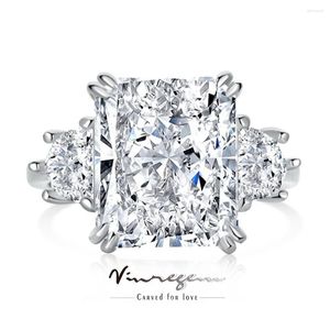 Anelli di cluster Vinreregem 18K bianco bianco 10 12 mm 6ct laboratorio creato anello di gembora dello zaffiro per donne 925 gioielli sottili in argento sterling