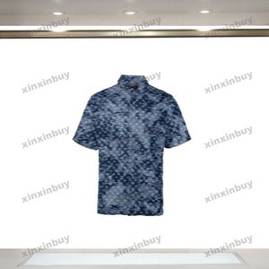 Xinxinbuy Men Designer Tee Tシャツ2024イタリアカモフラージ洗浄1854デニムファブリックセット半袖コットン女性ホワイトブラックブルーXS-2XL