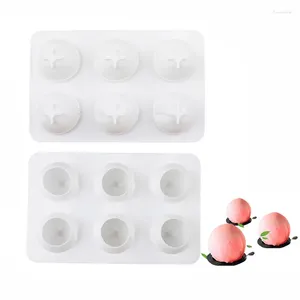 Backformen 6 Hohlraum 3d Pfirsich Silikonkuchenform Dekorieren Dessert Frucht Mousse Form Panna Cotta Maker DIY Backware -Werkzeuge