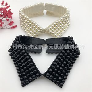 Bow Binds Frauen Strass und handgefertigte Perlen Kauxen Perlen Schichten BiB Lapel gefälschter Kragen Schmuck abnehmbare Halskette Choker Stoff Accessorie 2684