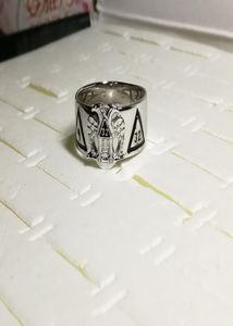 Solid 925 Sterling Silver Rhodium Plating 18k Gold Plated Men's Masonic Ring ish Rite 32 grader med Eagle Wings Down3420695