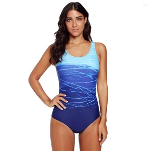 Kadın Mayo Kadın Tek Parça Mayo Seksi Katı Çizelge Baskı Bodycon Beach Wear