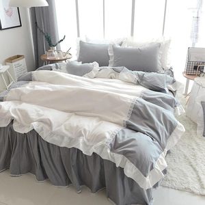 Bedding Sets Korean Luxury Set With Lace Aesthetic Simple For Girls Bedroom Juegos De Cama Four-piece Suit BD50CJ
