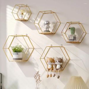Piastre decorative creativo hexagon -helf ferro arte muro geometrico display geometrico soggiorno camera da letto decorazione per la casa