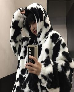 Winter Women Whoece Jackets Furry Teddy Coat Women Women Harajuku Milk Cow Print Faux Fur Jacket vintage Hip Hop Warm Streetwear 2111052353320