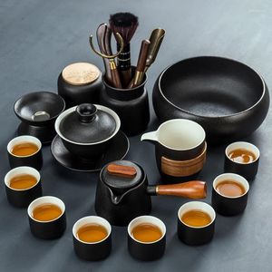 Tabella dei vassoi da tè giapponese Gervitore in legno in legno Stone di gocciolamento cinese Gongfu Chaban Bandeja Decoration Decoration on