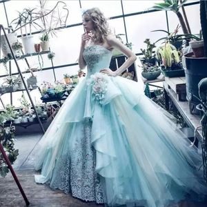 2018 Blue Ball Gown Quinceanera Dresses Custom Made Beaded Off Shoulder Prom Dress Long Formal Party Gowns Q27 1811