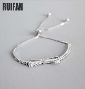 Ruifan Fashion Box Chain Bowknot 925 Sterling Silver Bracelet Female Cubic Zirconia Womens Bracelets Wedding Jewelry YBR057 CX20063413248