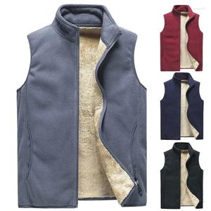 Men's Vests Mens Autumn Winter Thermal Vest Warm Fluffy Outerweat Boys Cotton-Padded Sleeveless Jacket Oversize Male Zip Up 6xl 7xl 8xl
