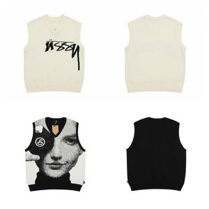 Spring Vest Artist Seasonal Limited Face Sticked Vest Sweater Versatile Vest Sweater