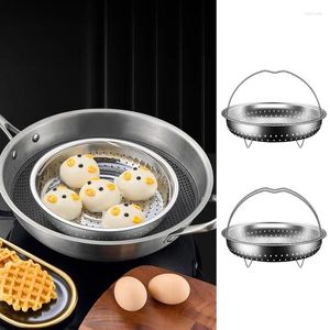 Double Boilers Kitchen Stainless Steel Food Steamer Basket With Handle Rice Pressure Cooker Steaming Grid Drain Pot Accessories