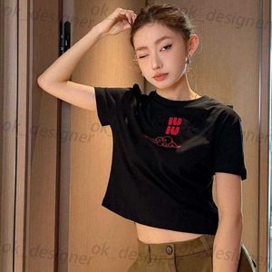 2024SS MM summer women t shirt designer T shirts womens fashion auspicious cloud letters embroidery graphic tee Slim round neck short sleeve sweatshirt two Color