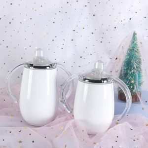 Бутылки с водой Прибытие 10 унций Сублимация Sippy Cups Blank Diy Baby Milk Bottle с ручкой из нержавеющей стали, пьющие тумблер для подарочного 2583