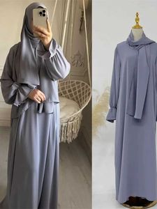 Etniska kläder Ramadan Muslim Fashion Modest Dress Prayer Clothes for Women Eid Abaya Dubai Turkiet Islam Kaftan Robe Femme Musulmane Vestidos T240510