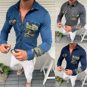 2024 Autumn/Winter Large Denim Shirt Youth Loose Casual Coat Spliced Polo Neck Jacket Top Men's M511 60