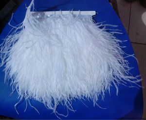 10 yardslot White Sttrich Feather Tranming Fringe sull'intestazione di raso 67 pollici in larghezza5856651