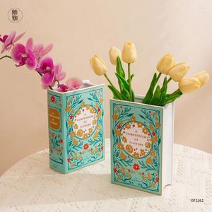 Vases Nordic Style Ceramic Book Flower Vase Home Decor Wholesale Custom Logo Pattern Floral