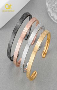 Ayatul Kursi Bangles Bangles Mulheres Jóias de aço inoxidável de ouro