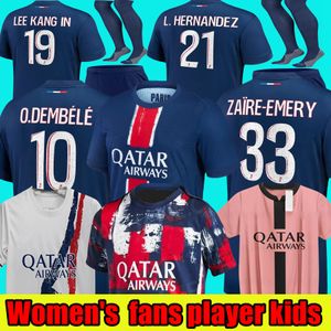 Maillots Away Четвертый Mbappe Soccer Jerseys Dembele Black Sanches Hakimi 23 24 Enfant