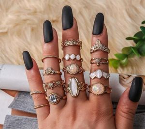 Ringos de cluster Vintage Set for Women Boho Moon Star Knuckle Ring Ring feminino Bohemian Gold Silver Color Jewelry Acessórios53792260222515