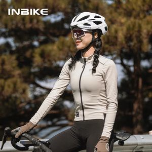インバイク2024フリースサイクリングジャージー女性長袖冬MTB自転車衣装秋の山道自転車トップジャケット服240510