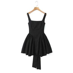 Basic Casual Dresses YENKYE 2023 Womens Sweet Tie Bow Tie Belt Sexy Backless Dress with Folded Waist Panel Swing Party Mini RobeL2405