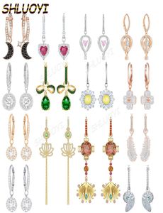 Mode smycken SWA1 1 Utsökt Clover Star Moon och Feather Lady Charming Earrings 2106114963658