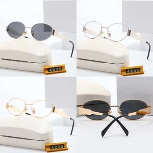 Designer Woman Eyewear Solglasögon Mens and Womens Universal Polarised Oval Rimmade solglasögon Nässtöd Metall Polerade tempel Elitglasögon