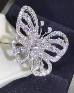 Новое прибытие Потрясающие роскошные украшения Shinning 925 Серебряное серебро белое сапфир CZ Diamond Rings Свадебная бабочка BA76265111111111111111111