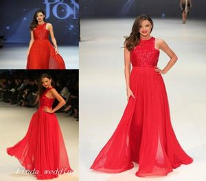 Fashion Miranda Kerr Runway Red Pailletten Chiffon Abendkleid Langes Prom Dres Promi -Kleid formelle Partykleid 3855237